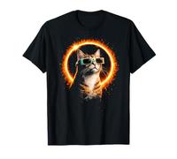 Gatto di Eclissi Solare 12 Agosto 2026 Design dello Spazio Maglietta