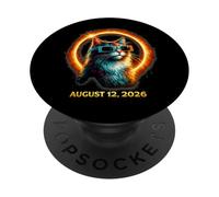 Gatto di eclissi solare 12 agosto 2026 Design dello spazio PopSockets PopGrip Adesivo