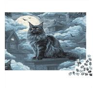Gatto di Halloween Rompicapo 1000 Pezzi In cartone Extra Spesso, Un Classico Puzzle A Pezzi Per Pace Interiore, Ideale Per Sfida Personale, Regalo Di Compleanno Originale 70x50cm/1000pc
