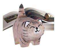 Gatto di legno, figurine di gatto, decorazione della casa, Statua di gatto in legno creativa, Lavoro di scultura di arte del gattino, decorazione della casa del gatto, figurine di animali, scultura di