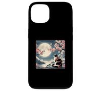 Gatto di montagna giapponese sotto la luna Sakura Cherry Blossom Custodia per iPhone 13
