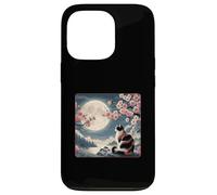 Gatto di montagna giapponese sotto la luna Sakura Cherry Blossom Custodia per iPhone 13 Pro