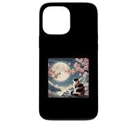 Gatto di montagna giapponese sotto la luna Sakura Cherry Blossom Custodia per iPhone 13 Pro Max