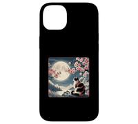 Gatto di montagna giapponese sotto la luna Sakura Cherry Blossom Custodia per iPhone 14 Plus