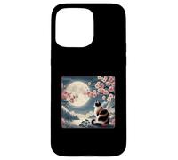 Gatto di montagna giapponese sotto la luna Sakura Cherry Blossom Custodia per iPhone 15 Pro Max