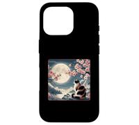 Gatto di montagna giapponese sotto la luna Sakura Cherry Blossom Custodia per iPhone 16 Pro
