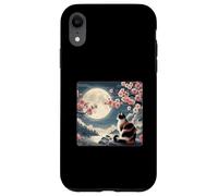 Gatto di montagna giapponese sotto la luna Sakura Cherry Blossom Custodia per iPhone XR