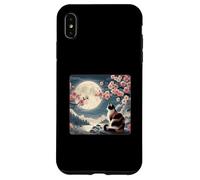 Gatto di montagna giapponese sotto la luna Sakura Cherry Blossom Custodia per iPhone XS Max