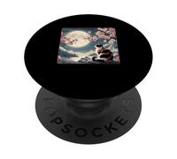 Gatto di montagna giapponese sotto la luna Sakura Cherry Blossom PopSockets PopGrip Adesivo