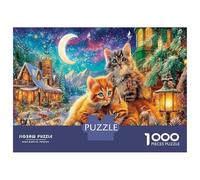 Gatto di Natale 1000 Pezzi Classico Puzzle A Pezzi in Cartone Extra Spesso Per La Concentrazione Gatto universo cielo ideale Per Il Tempo Libero in Casa E Regalo Per L'inaugurazione 52x38cm/1000pcs