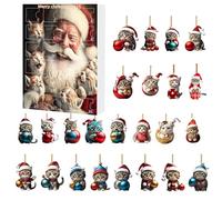 Gatto di Natale Ornamenti Gattino Ciondolo Charm | Pendente 2D Acrilico Gatto Per Specchio Retrovisore Decorazione Gattino Charm Pendenti Set per Albero di Natale Auto Specchio