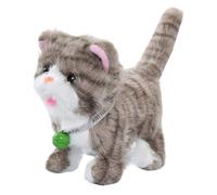 Gatto di peluche che cammina - Realistico interattivo con suono 17 cm | Giocattolo per bambini a scodinzolare elettrico per bambini, per Natale, compleanno, Capodanno, bambini e amanti degli animali