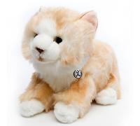 Gatto di peluche Maine Coon sdraiato, crema, 30 cm, gatto della foresta Caramello