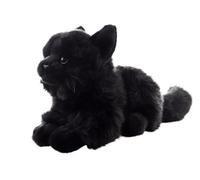 Gatto di peluche nero disteso 20 cm eco-friendly