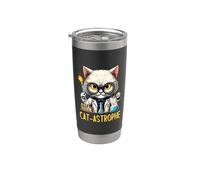 Gatto di scienza divertente gatto-astrofe chimica laboratorio esplosione Kitty Bicchiere termico in acciaio inox doppia parete