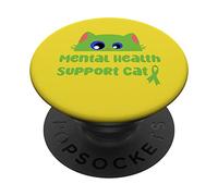 Gatto di supporto per la salute mentale | Consapevolezza delle questioni di salute mentale PopSockets PopGrip Adesivo