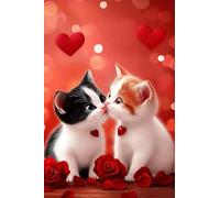 Gatto Diamond Painting Amore Diamond Painting Kit Completo,5D Pittura Diamante Pittura Bambini, Puzzle con Perline Passatempo per Adulti, Diamantini Crystal Art, Decorazione Casa Pareti 90x135cm Q-781