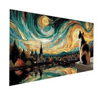 Gatto Diamond Painting Kit Completo, Diamond Painting Cielo stellato, Diamante Dipingere con i Numeri Adulti 100 x 200CM, Kit Punto Croce Diamantini Crystal Art Pittura Con Numeri, Regalo JXL-7989