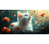 Gatto Dipingere con i Numeri Kit, Fiori Grande Paint by Numbers Adulti, Set di Pittura con i Numeri, Kit Pittura Acrilica, Principianti Facile su Tela Fai da Te Pittura a Olio,Decor 60x120cm J0L-495