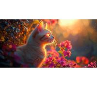 Gatto Dipingere con i Numeri Kit, Fiori Grande Paint by Numbers Adulti, Set di Pittura con i Numeri, Kit Pittura Acrilica, Principianti Facile su Tela Fai da Te Pittura a Olio,Decor 70x140cm J0L-439