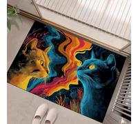 Gatto Disegnato Mano Zerbino Per Porta Anteriore, Interno Ed Esterno, Con Retro In Gomma Antiscivolo, Per Ingresso, Corridoio, Cucina, Facile Da Pulire, Animali Fantastici, 40 X 60 Cm Colori Misti