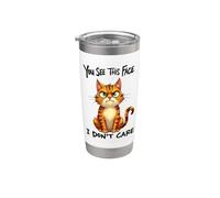 Gatto divertente antisociale cattivo atteggiamento, introverso Moody Kitty Bicchiere termico in acciaio inox doppia parete