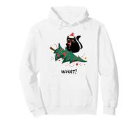 Gatto Divertente Che bussò all'albero di Natale, Gatto Nero Felpa con Cappuccio