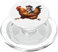 Gatto divertente che cavalca il gallo cowboy rodeo gatto che cavalca il pollo PopSockets PopGrip per MagSafe