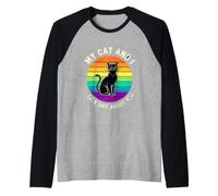 Gatto Divertente Che Dice Il Mio Gatto e Parla di Te Maglia con Maniche Raglan