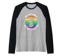 Gatto Divertente Che Dice Il Mio Gatto e Parla di Te Maglia con Maniche Raglan