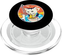 Gatto divertente che indossa kimono e mangia ramen stile arte giapponese PopSockets PopGrip per MagSafe