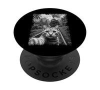 Gatto divertente che prende selfie con il treno a vapore Meme Trainspotting PopSockets PopGrip Adesivo
