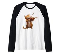 Gatto Divertente Che Suona Il Violino per Gli Amanti del Gatto e dei violini Maglia con Maniche Raglan