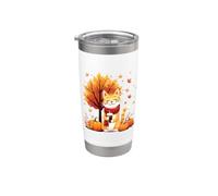 Gatto divertente con caffè freddo sotto autunno albero gatto ciao autunno Bicchiere termico in acciaio inox doppia parete