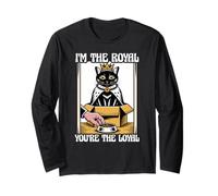Gatto divertente con scritta in inglese "I'm The Royal You're The Loyal in box" Maglia a Manica
