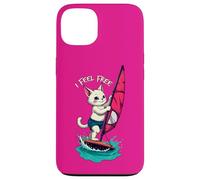 Gatto divertente del fumetto come un windsurfer - I SENTIRE LIBERO 1 Custodia per iPhone 13