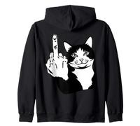 Gatto Divertente Dito Medio Amante dei Gatti Felpa con Cappuccio