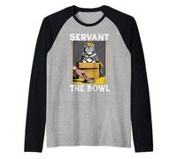 Gatto Divertente in Scatola Servant The Bowl Cat Lover Cat Maglia con Maniche Raglan