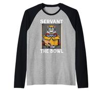 Gatto Divertente in Scatola Servant The Bowl Cat Lover Cat Maglia con Maniche Raglan