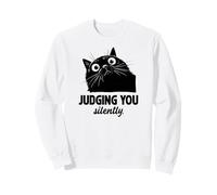 Gatto Divertente Judging You Silently Japanese Estetic Black Cat Felpa
