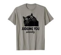 Gatto Divertente Judging You Silently Japanese Estetic Black Cat Maglietta