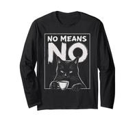 Gatto Divertente No Means No Kitty Lover Maglia a Manica