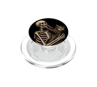 Gatto divertente scheletro occhi gotico scuro umorismo arte Halloween PopSockets PopGrip per MagSafe