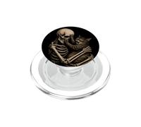 Gatto divertente scheletro occhi gotico scuro umorismo arte Halloween PopSockets PopGrip per MagSafe