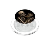 Gatto divertente scheletro occhi gotico scuro umorismo arte Halloween PopSockets PopGrip per MagSafe