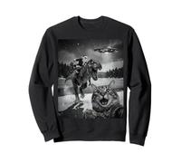 Gatto Divertente Selfie Babbo Natale in Sella a T-Rex UFO Felpa