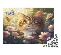 Gatto Dolce Giardino Puzzle 1000 Pezzi Carta per Adulti Stile Fiaba Soleggiata Gioco di Puzzle 1000 Pezzi Relax Famiglia Regalo 52x38cm/1000pcs