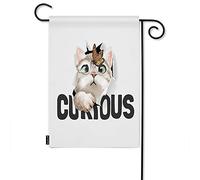 Gatto E Farfalla Benvenuto Giardino Bandiera,Adorabile Animale Domestico Gattino In Curioso Buco Di Carta Uccelli Fattoria Giardino Bandiere 12x18 Pollici Bandiera Cortile Banner Portico Bandi