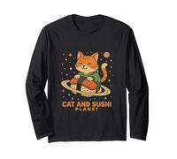 Gatto e Sushi Pianeta Carino Spazio Art Maglia a Manica