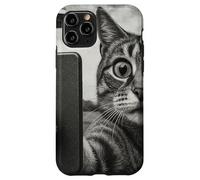 Gatto e UFO scattare selfie foto in stile schizzo vintage Custodia per iPhone 11 Pro